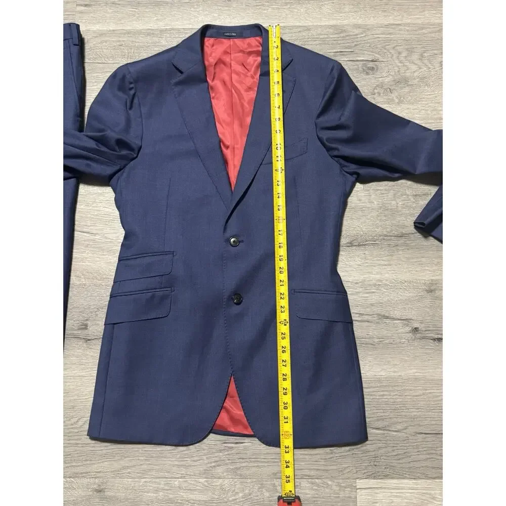SuitSupply Sienna Int Blue Wool Suit 42L 34x30 Reda Super 130s